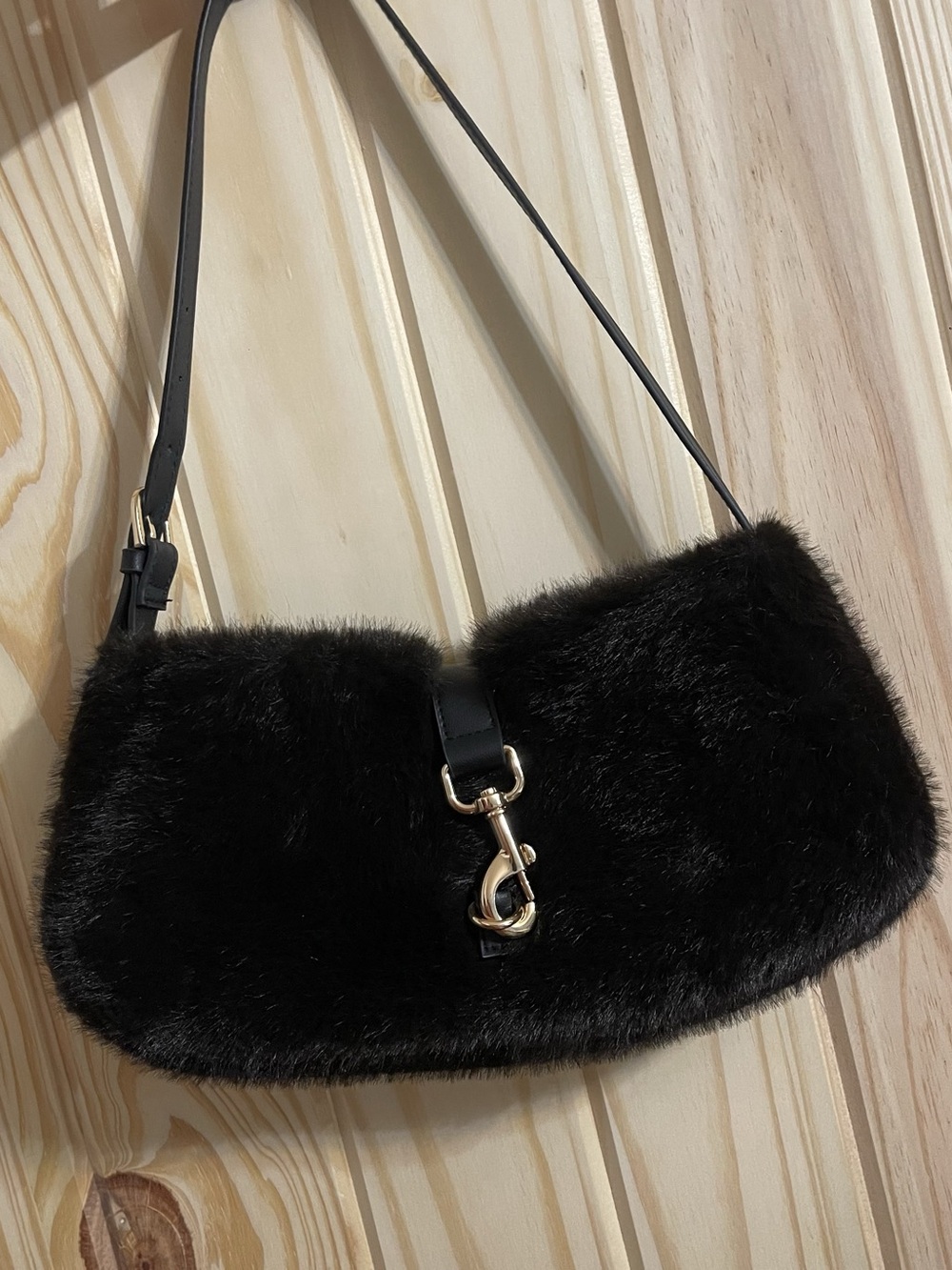 H&M Dark Brown Faux Fur Shoulder Bag - Picture 3 of 7